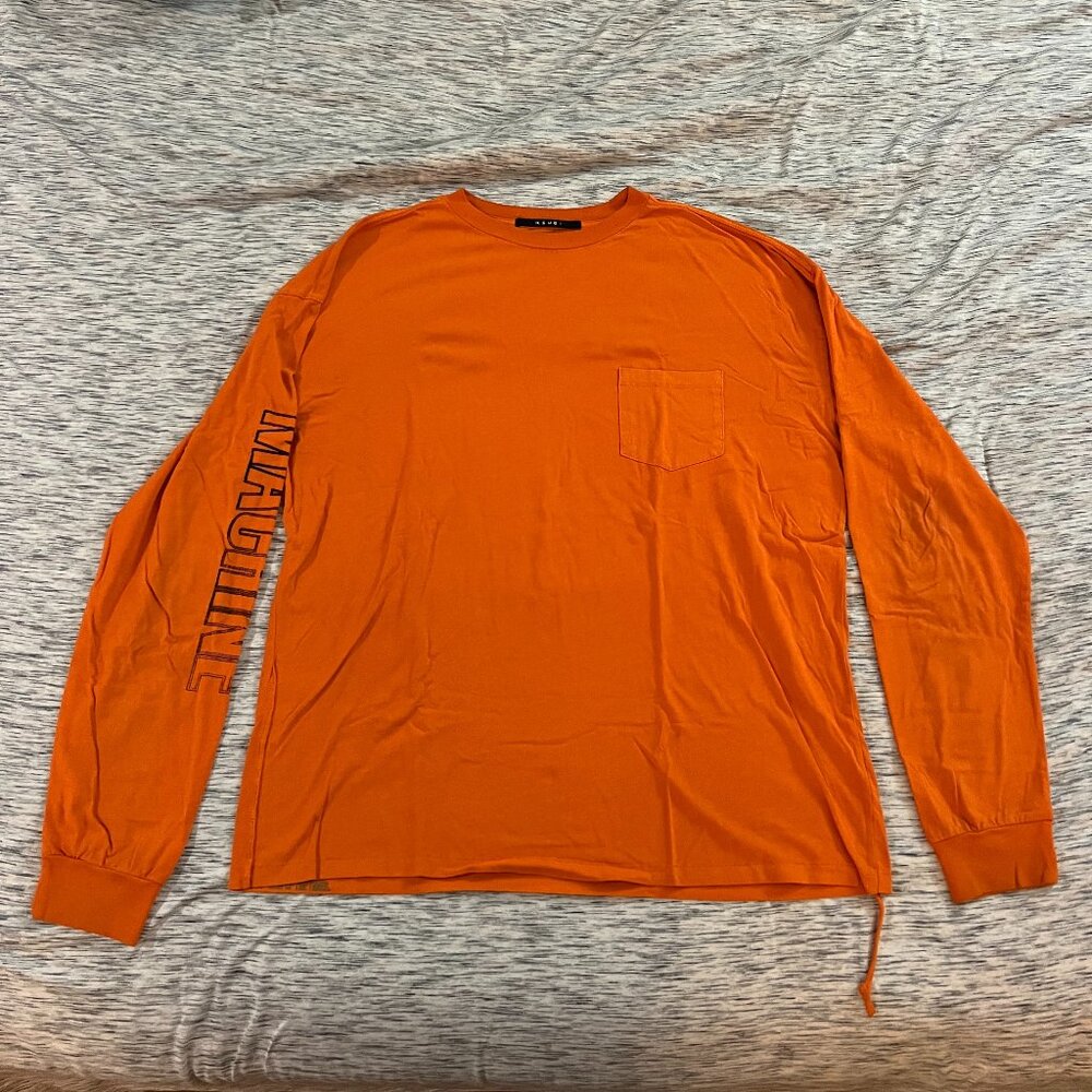 Ksubi Orange Machine Hazard Long Sleeve T-Shirt Large